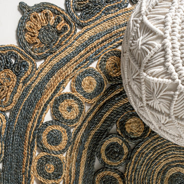 Flora Medallion Contemporary Bohemian Round Jute Area Rug